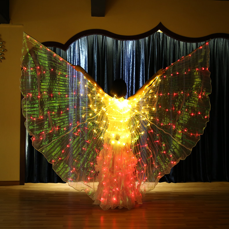 Led Belly Dance Isis Wing Dance Props Light Up Led Dance Capes With Telescopic Stick