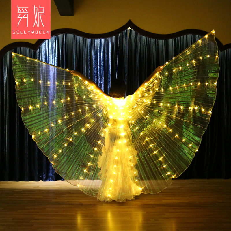 Solid color Led Isis Wing Light Up Led Dance Capes With Telescopic Stick